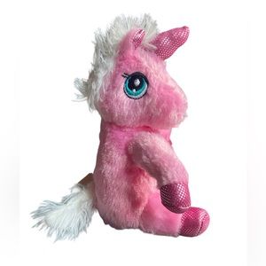 Pink Sparkling Unicorn Sewn Eyes Plush Soft Toy Cuddly